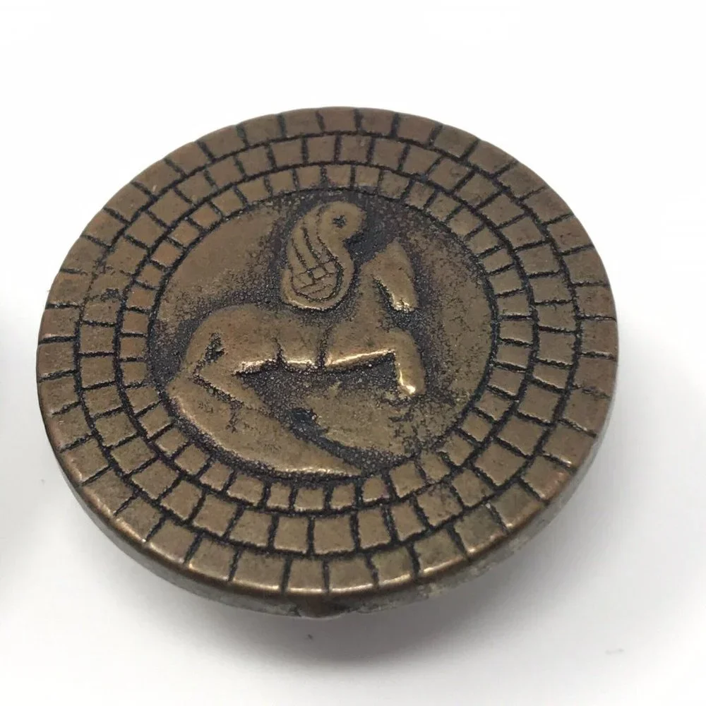 Vintage Brass Cufflinks Roman Style Horse